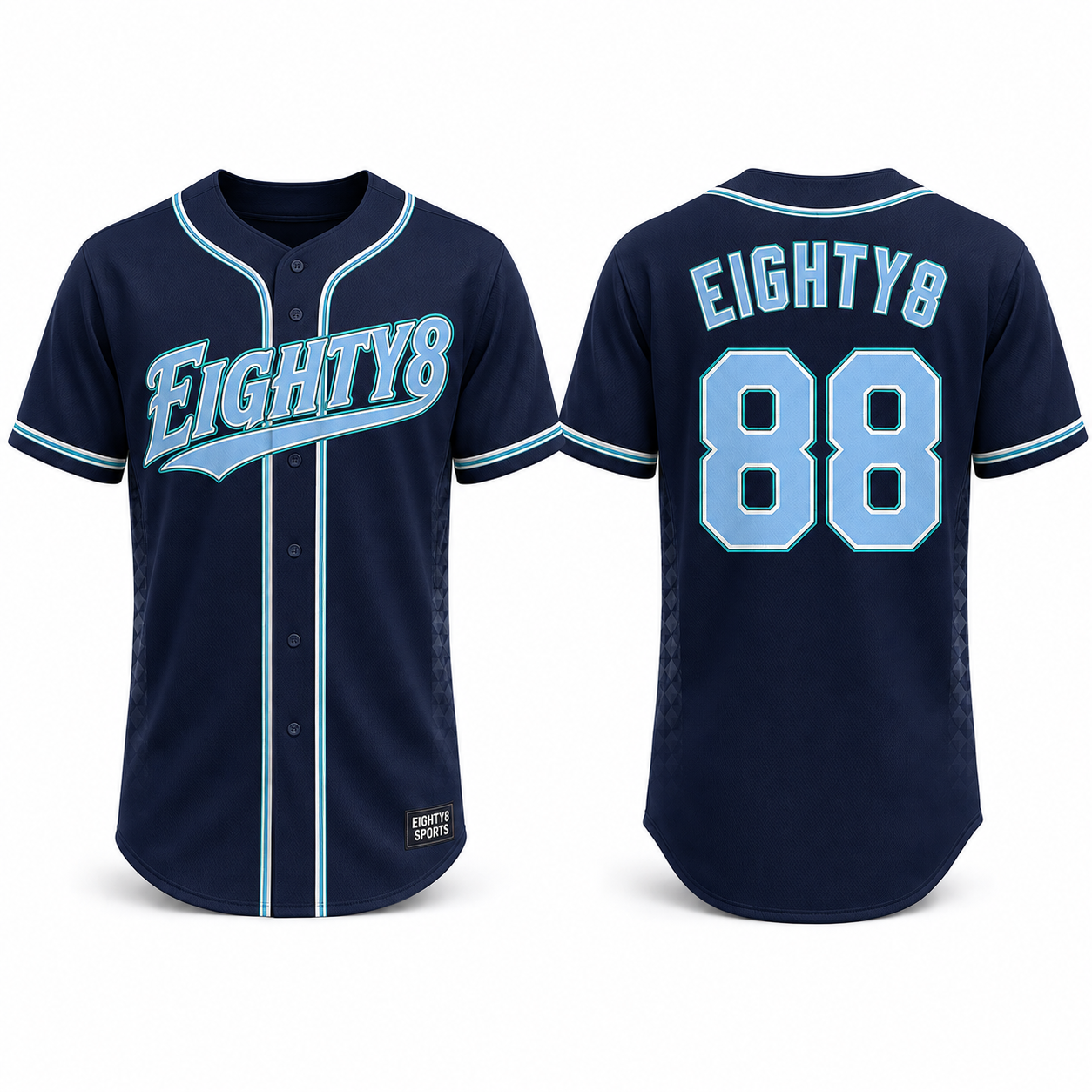 Full-Button Baseball Jersey by Eighty8 Sports, colourway 5